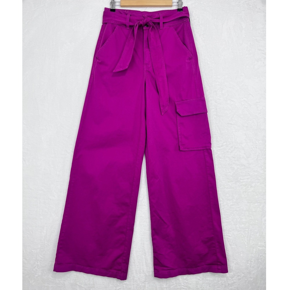 Veronica Beard Jeans Belisa Wide Leg Pants 28 NWT Magenta Hi Rise Cargo 28x34.25
